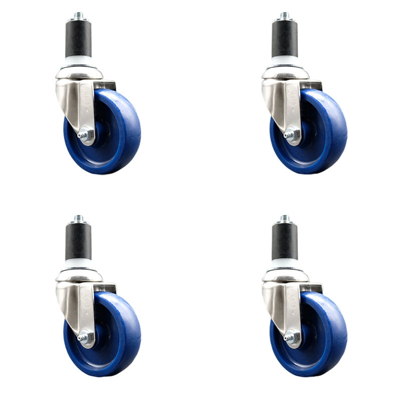 Ensemble de roulettes extensibles pivotantes en polyuréthane 316SS SCC