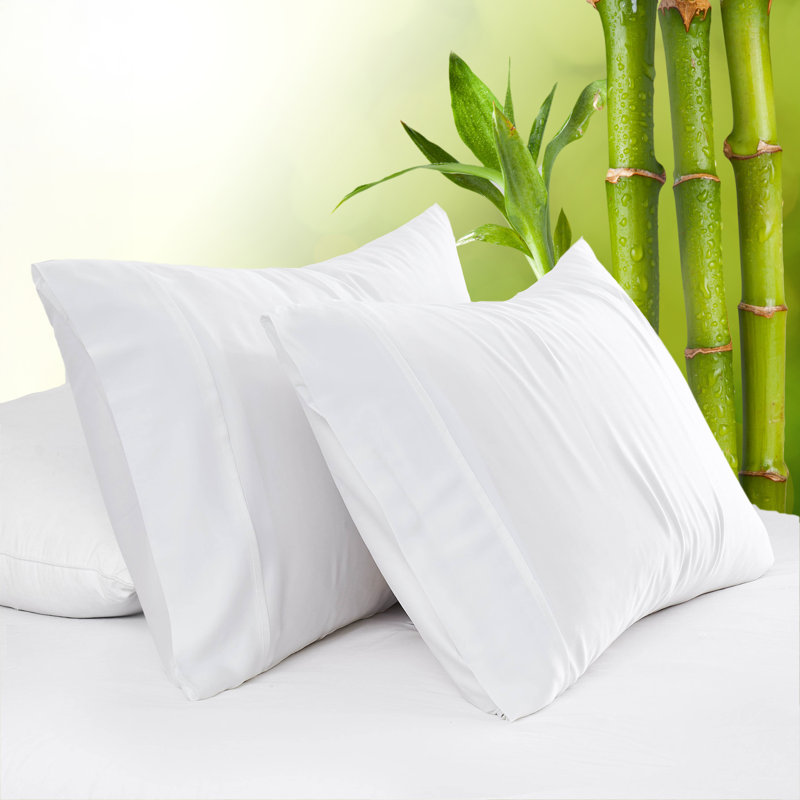 Southshore Fine Linens Bamboo Pillow Cases in Bright White, 100% Rayon from Bamboo 300 Thread Count Sateen Weave with Silky-Smooth Finish, 2 Pillowcases, Queen / Standard