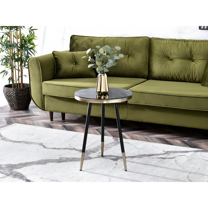 Hooli Three Leg Coffee Table, Black marble-golden-black