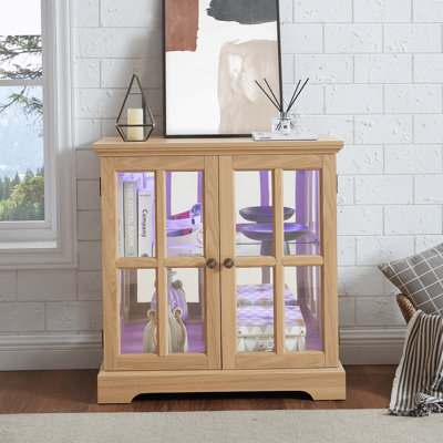LED Curio Display Cabinet,Antique Display Cabinet With Adjustable Shelves,Retro Design Quality Showcase