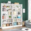 Bibliothèque moderne blanche 78 "à 7 niveaux avec rangement pour le salon, le bureau, la chambre à coucher