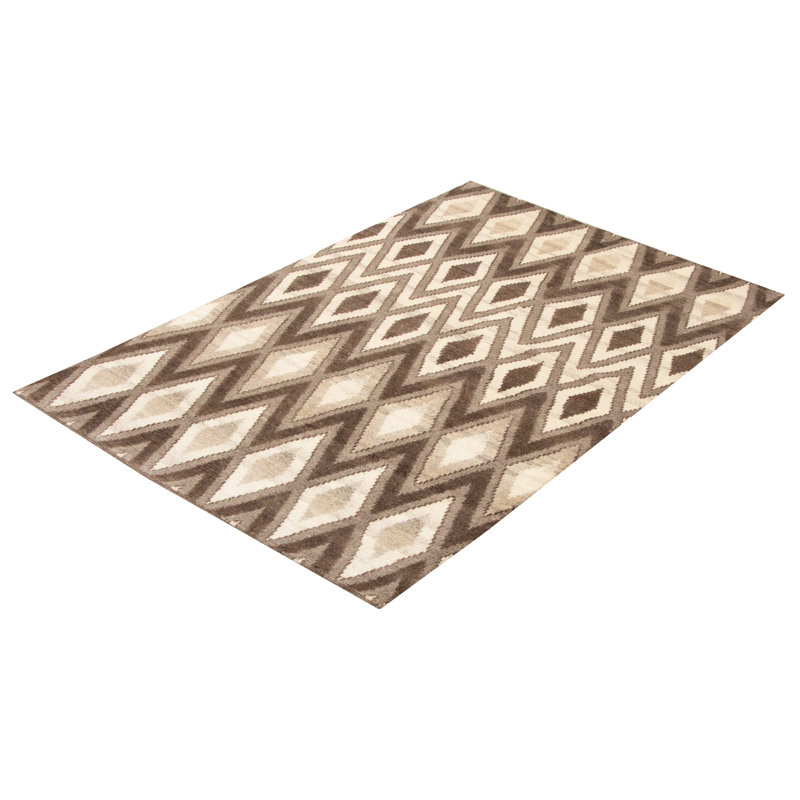 Tapis brun / beige en laine noué à la main de style marocain Alisha-May