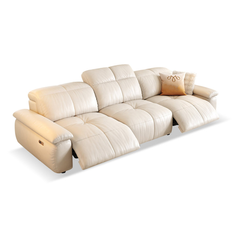 Coussin de canapé modulaire en cuir blanc, H 35,43 po x l 107,87 po x P 41,34 po, Blanc
