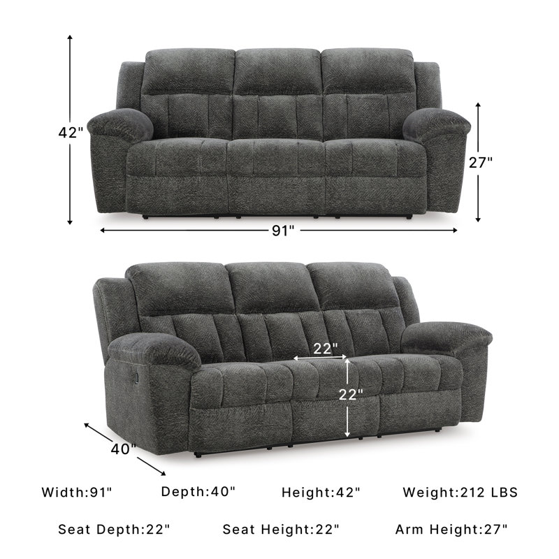 Senita Reclining Sofa, Gray