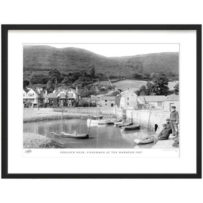 Porlock Weir, Fishermen At The Harbour 1907 - Single Picture Frame Print