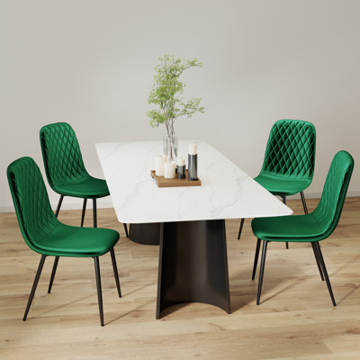 Chaises de salle à manger rembourrées à dossier solide avec pieds en métal