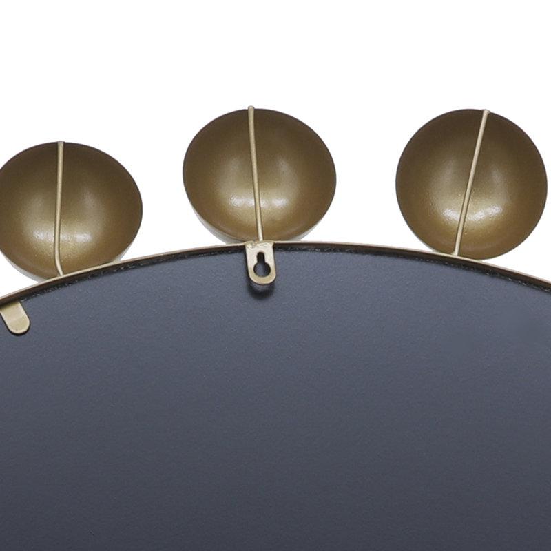 Glam Round Gold Beaded Framed Wall Mirror, 42"