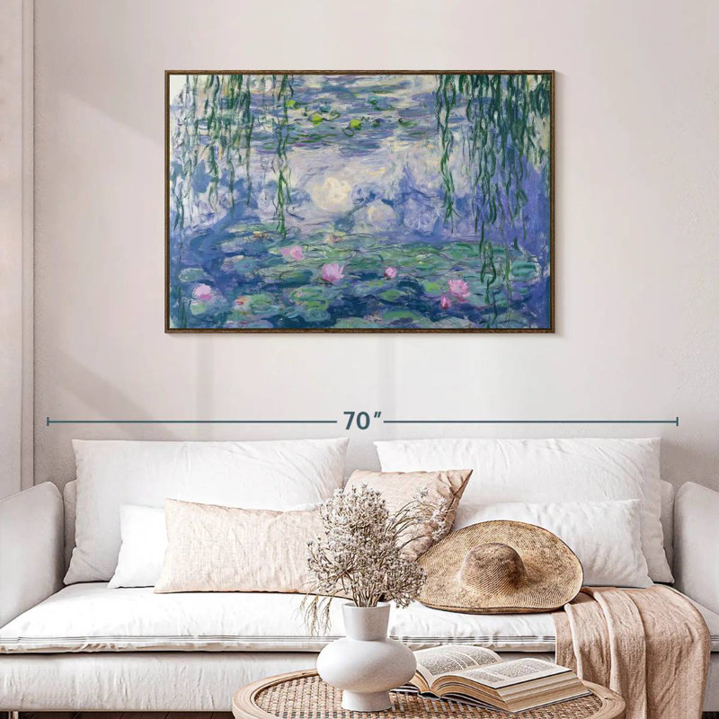 Nymphéas V, Cadre flottant noyer, 43 po x 29 po