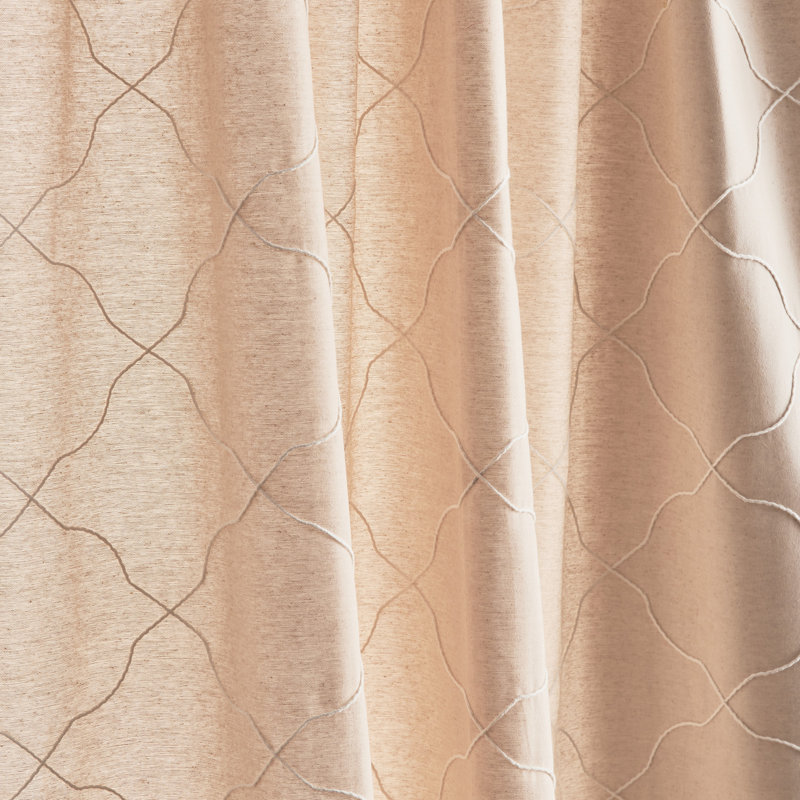 Linen Light-Filtering Embroidered Back Tab Window Panel Pair