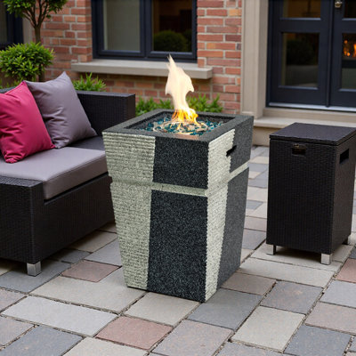 Foyer de table au gaz propane 20 po, foyer carré en béton de 40 000 BTU pour la terrasse extérieure du jardin