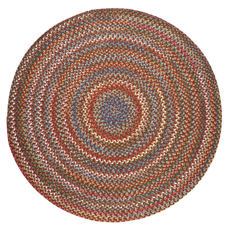 Orval Geometric Handmade Braided Area Rug, Round 10', Red 
