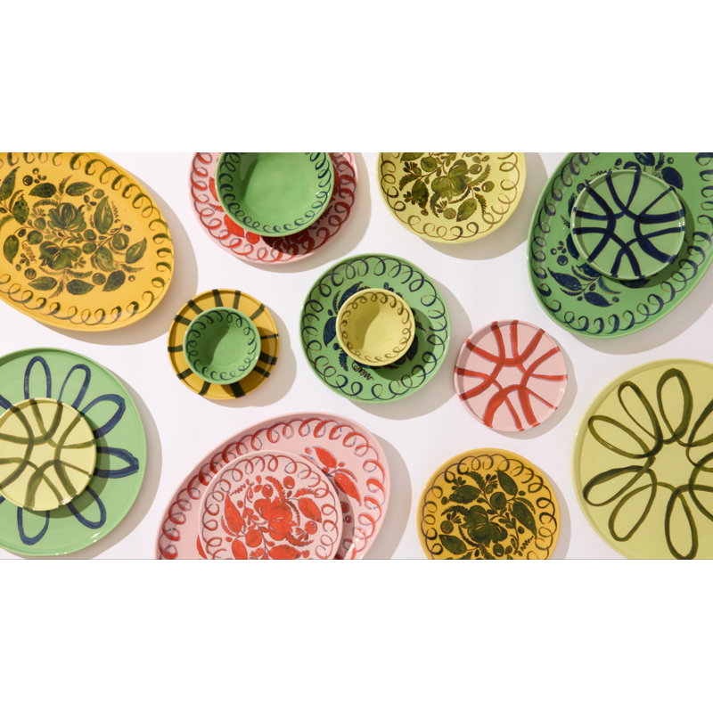 Amalfi Oval Serving Tray - Lime - 15.7" x 11", Pink