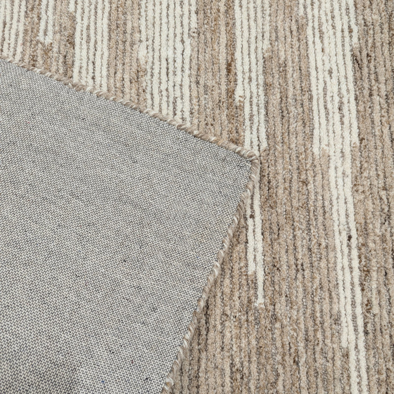 Abrash Ikat Hand-Tufted Wool Area Rug Cut/Loop Pile, Natural, 2' x 3'