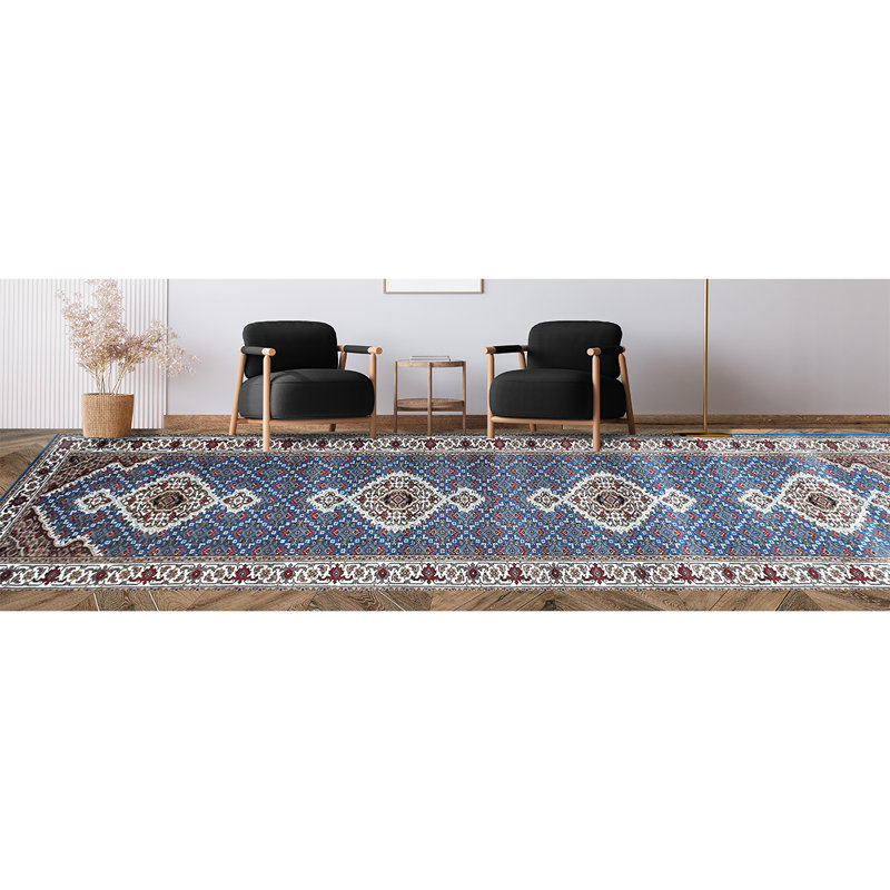 Wool Oriental Area Rug in Ivory, Runner 2'6" x 16'
