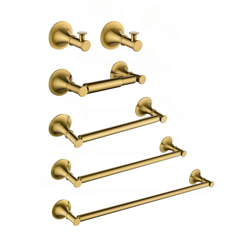 Ensemble de 6 serviettes murales pour salle de bain, Or mat