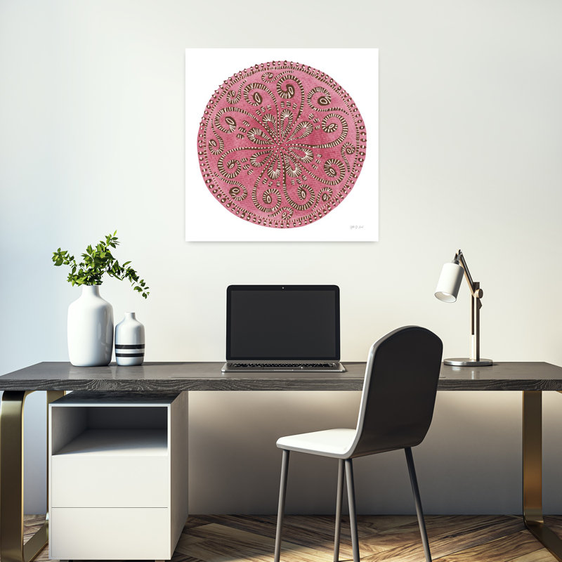 Art abstrait rose mandala rose, H 18 po x l 18 po