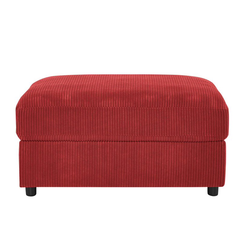 Colchester Corduroy Ottoman, Red