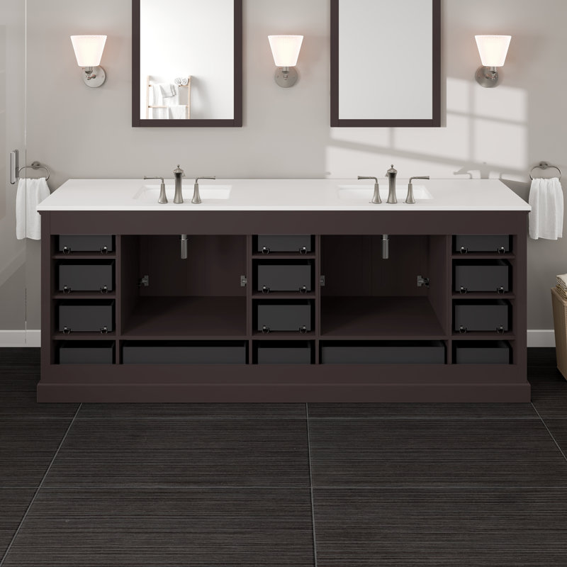 Euen 84"W X 22"D Double Sink Bathroom Vanity With Countertop, White