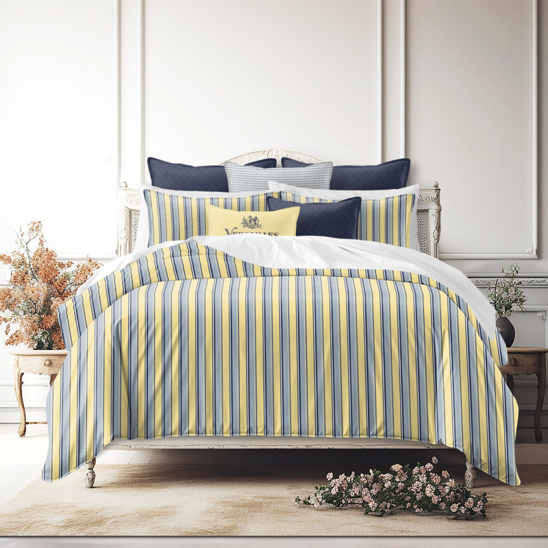 Gino Stripe Cotton Reversible Coverlet Set, Cal.King Coverlet/Bedspread + 2 King Shams