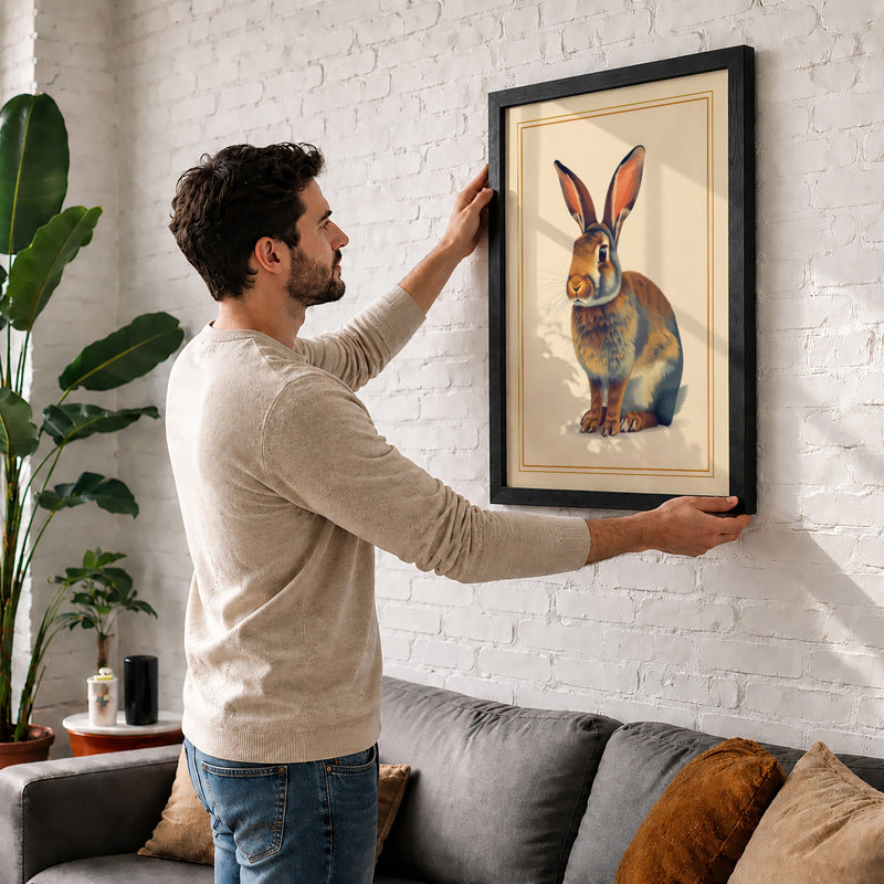 Upright Rabbit Boho - Framed Print, Unframed, A4 - 29.7 x 21.0 cm
