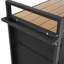 Chariot de barbecue extérieur en osier l 52,8 po avec plateau de table en bois en plastique allongé, îlot de cuisine sur roulettes avec armoire de rangement, pour patio, jardin, piscine, conception à deux poignées-1696590505