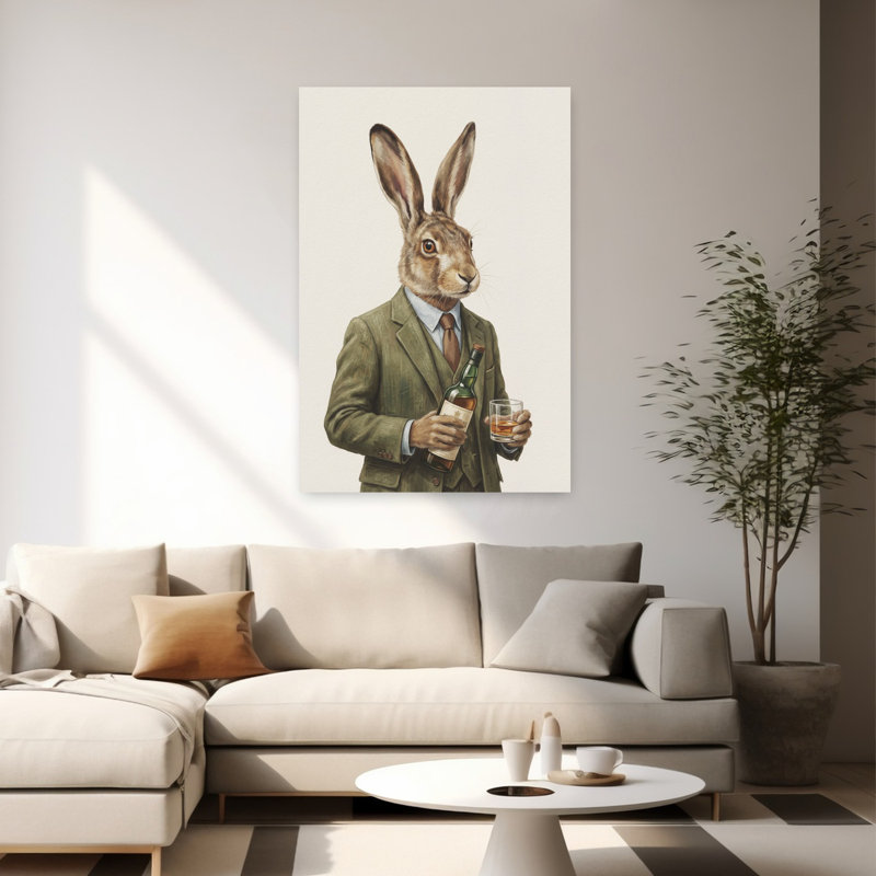 «The Whiskey Hare», art mural contemporain, H 60 po x l 40 po