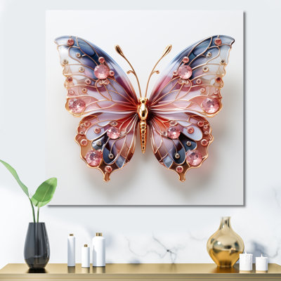 Blue And Pink Crystal Butterfly II - Butterfly Animal Wall Art