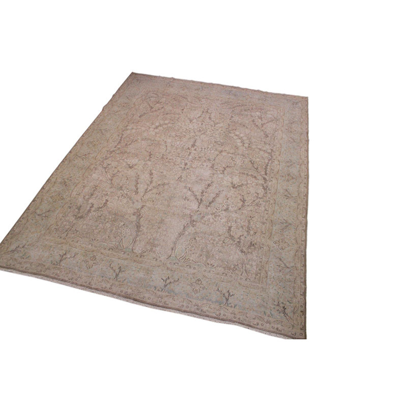 Tapis oriental gris en laine noué à la main 9 pi 5 po x 12 pi 9 po Jana