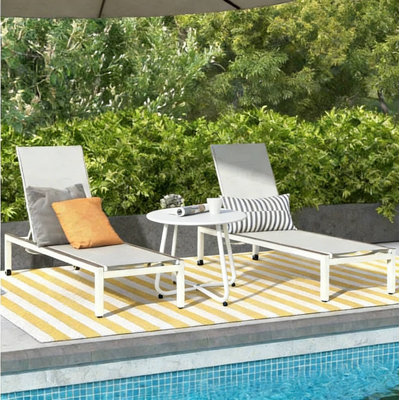 Ensemble de chaises longues d'extérieur avec table d'appoint Wolbrom