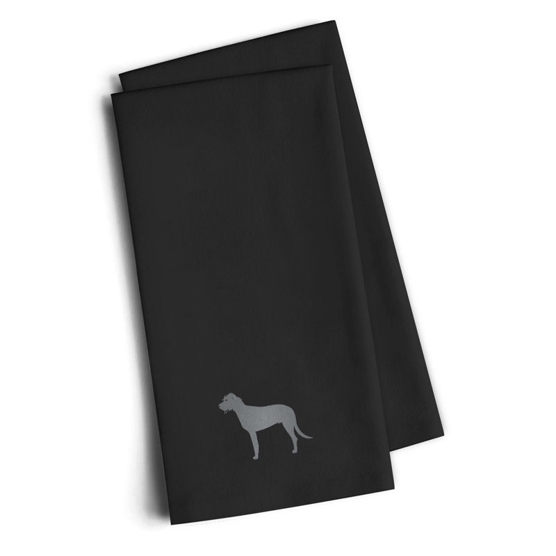 Serviette de cuisine en lévrier brodée irish, Noir, H 25 po x l 16 po x P 0,1 po