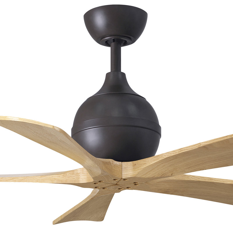 52" Irene 5-Blade Ceiling Fan with Wall Remote, 42", Textured Bronze, Light Maple Tone
