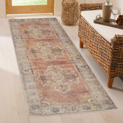Oribelle Machine Washable Oriental Brown/Beige Area Rug