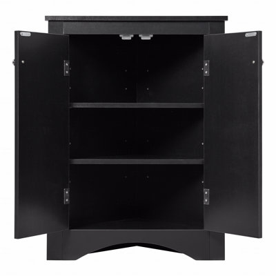 Armoire de rangement triangulaire pour salle de bain avec tablettes réglables, armoire de plancher autoportante