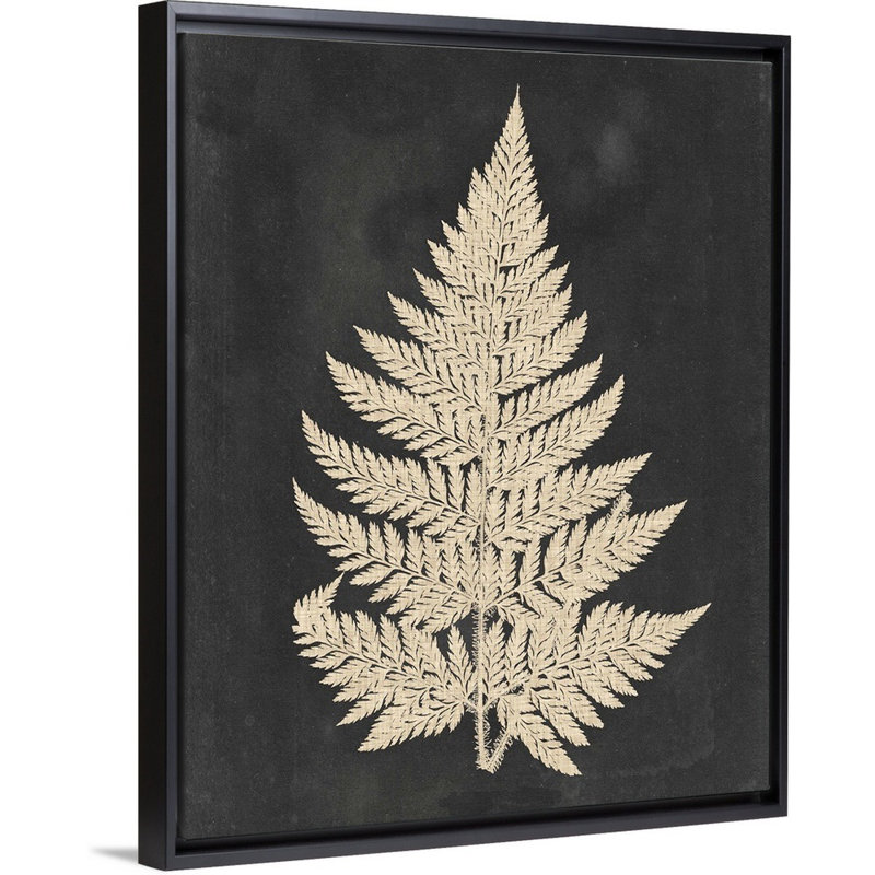 Linen Fern I, art mural sur toile, Toile avec cadre noir, H 30 po x l 24 po x P 1,75 po