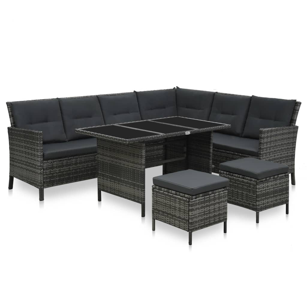 8-Sitzer Lounge-Set Haghbarth aus Polyrattan mit Polster