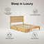 Platform Storage Bed with Boho Rattan Headboard, Two Rolling Drawers, Solid Rubber Wood Frame with Enhanced Support-174470926