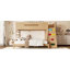 Lit simple superposé au-dessus de grand lit simple avec garde-robe et rangement intégrés, bois massif, escalade enfantine, conception à lattes doubles (sans matelas)-132915886