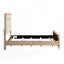 Mobilier de chambre à coucher grand lit en chenille beige tapissier
