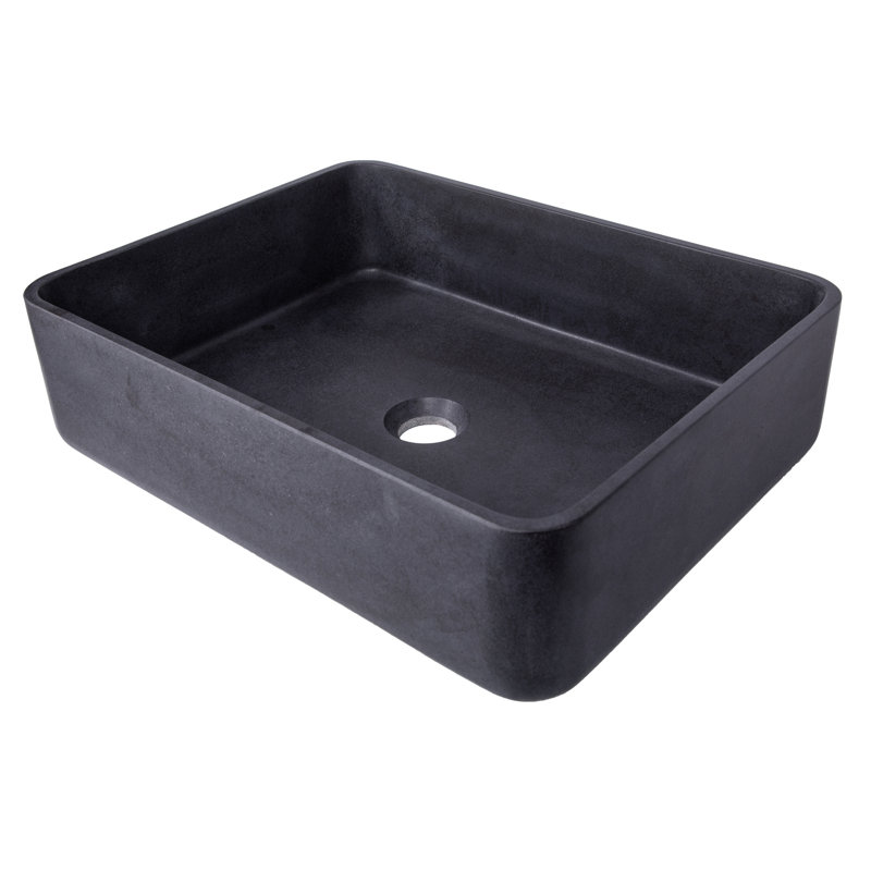 Eden Bath 14.75'' Black Stone Rectangular Bathroom Sink