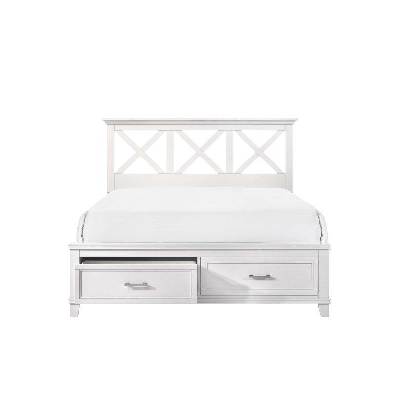 Grand lit avec rangement X, Blanc