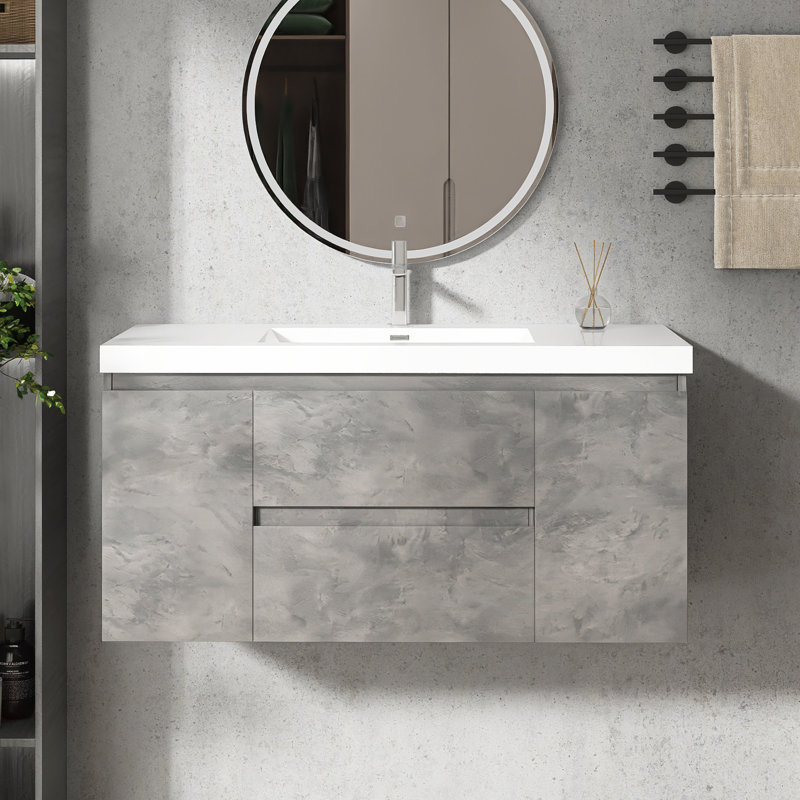 Meuble-lavabo mural 48 po avec lavabo en résine intégré