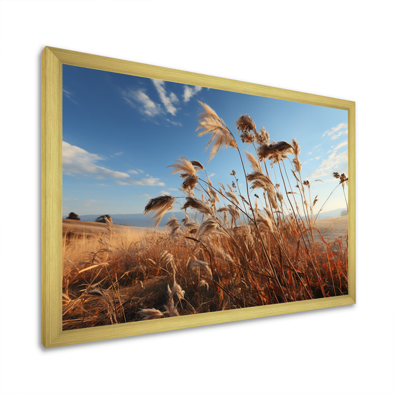 Paysage de prairie sur toile, H 16 po x l 32 po x P 1 po, Cadre doré simple