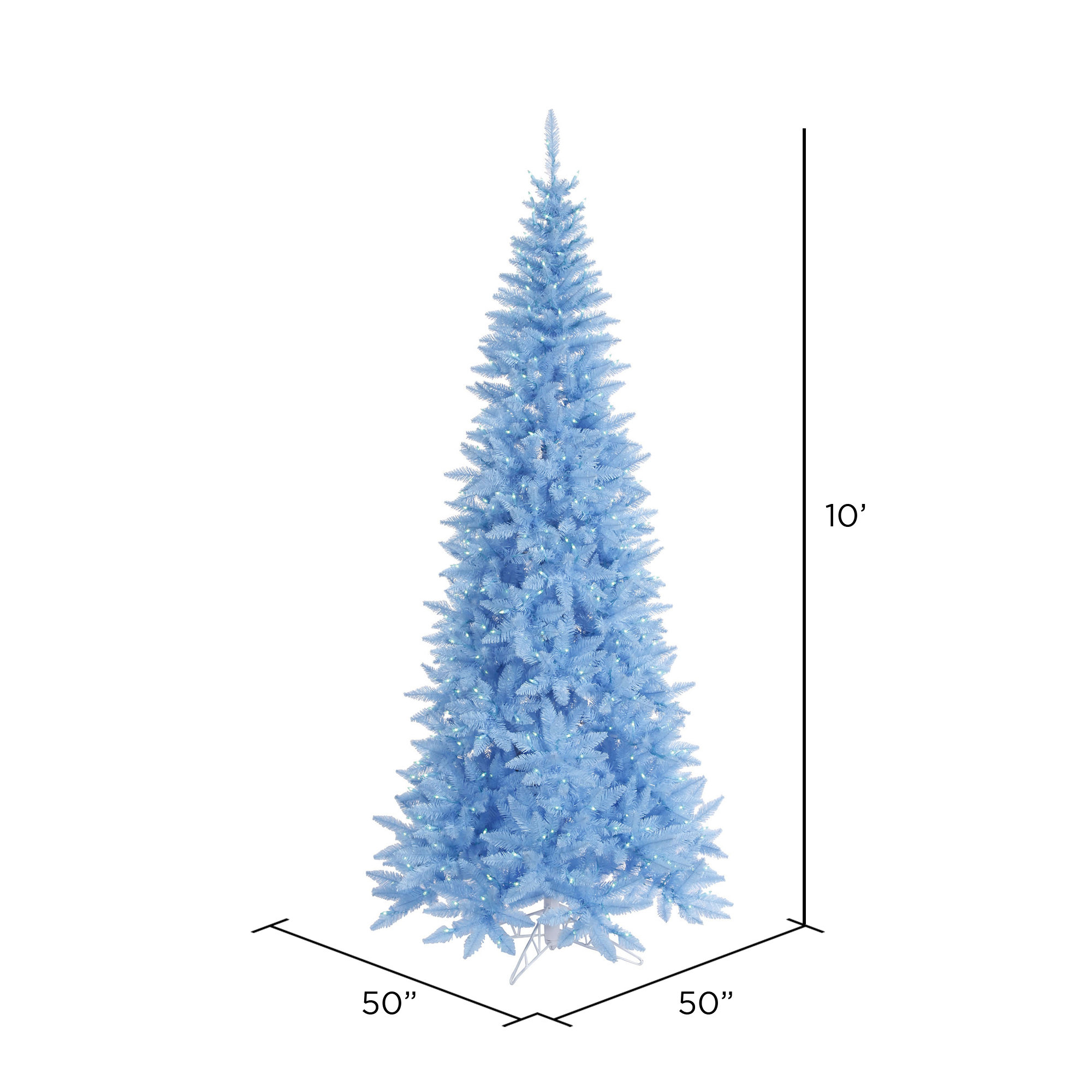 Sky Blue Fir Lighted Artificial Fir Christmas Tree, 10' H