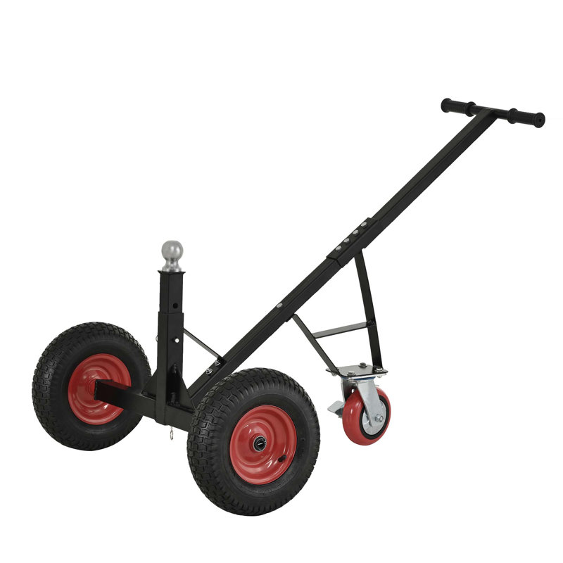 Remorque avec trois roues, capacité de 800 lb, hauteur réglable de 30 à 33 po, boule d'attelage de 2 po
