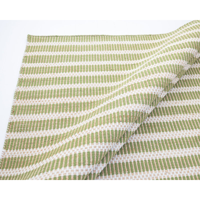 Jute & Wool Striped Rug, 12' x 12', Pea Green