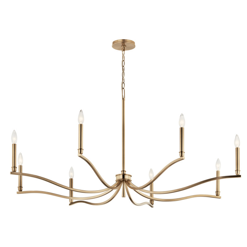 Lustre classique / traditionnel en acier à intensité variable , Bronze, H 25 po x l 52 po x P 52 po, 8