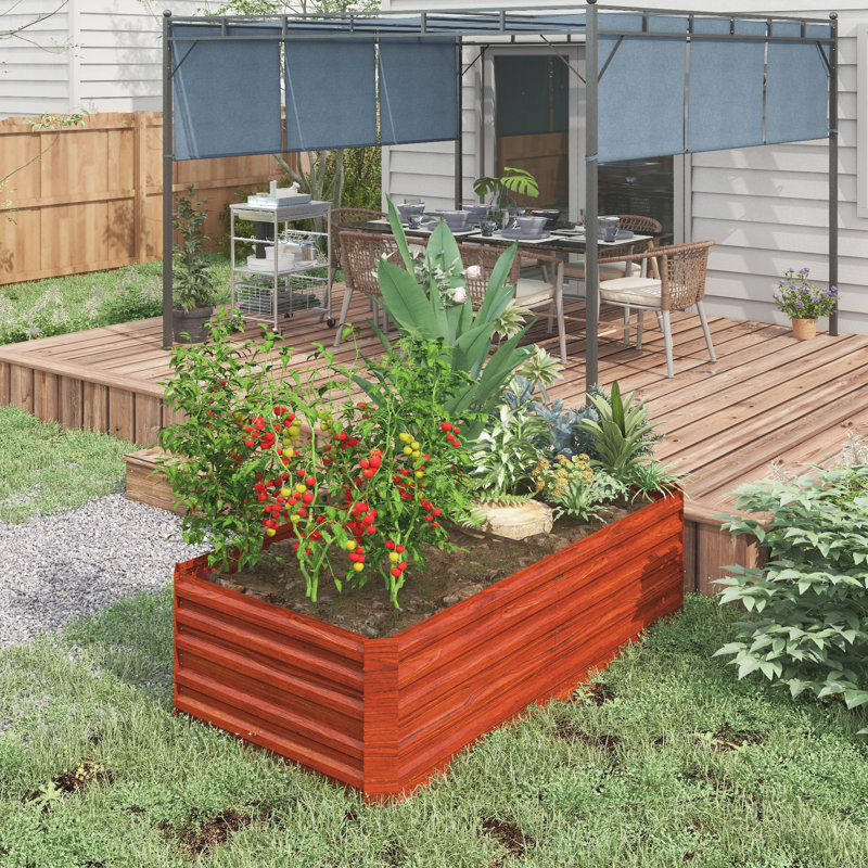 Galvanized Raised Garden Bed, 6' X 3' 2', Dark Brown. Metal Planter For Veggies, Flowers, Herbs. Reinforced, Open Bottom, Outdoor Plant Space Growing Kit 6'X3'x2', Big Box Flowers & Ideal