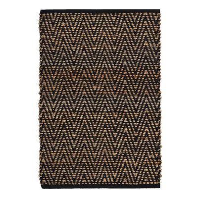 Chevy Chevron Area Rug in Brown/Black Jute