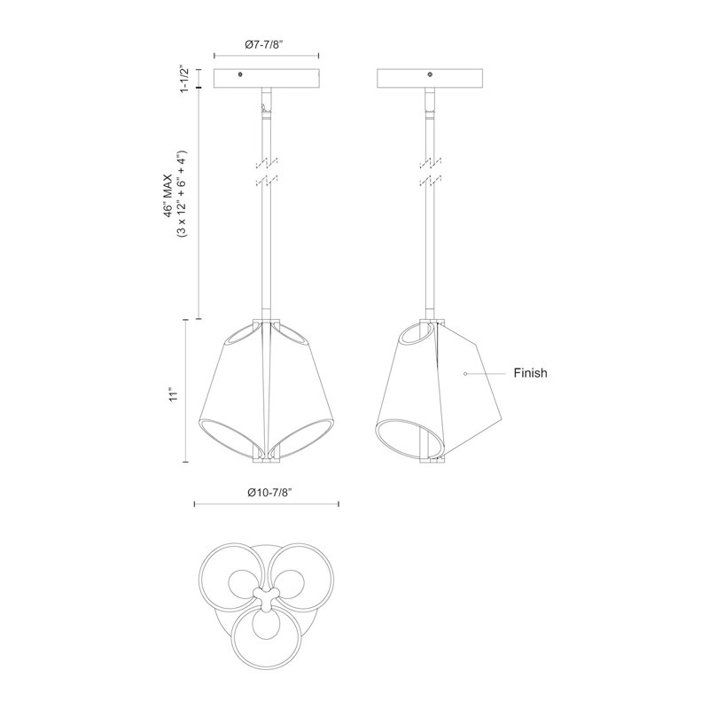 Mulberry 2 - Light LED Pendant, Brushed Gold/Light Guide