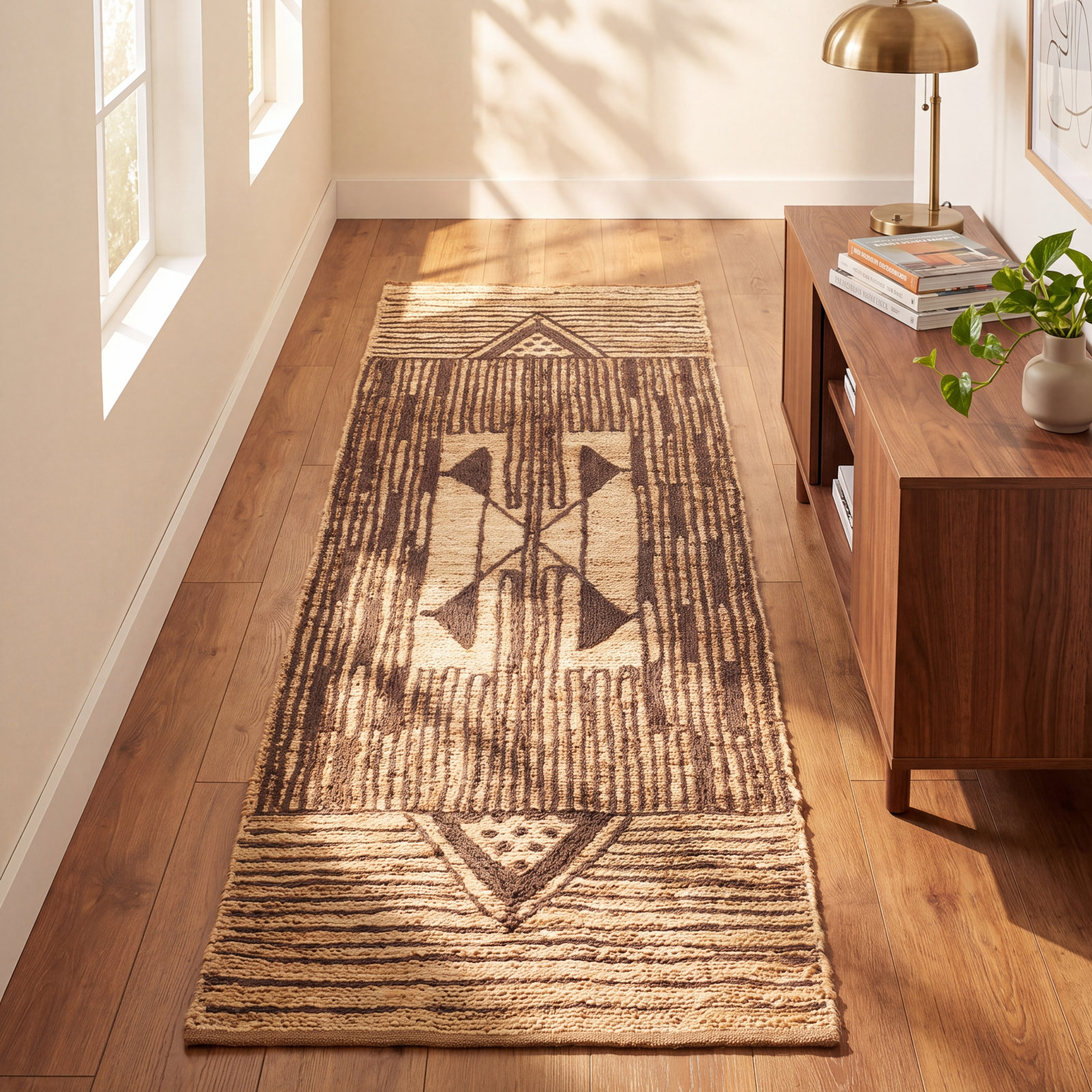 Boman Wheat Charcoal Hand-Knotted Jute Rug, Runner 2'6" x 8'